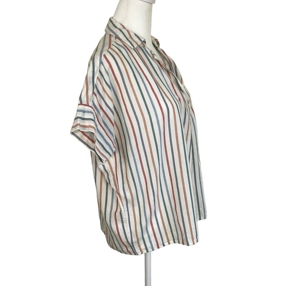 Madewell ‘Park’ Popover Rainbow Stripe Top Oversized Fit 100% Cotton Size XXS - Picture 4 of 15